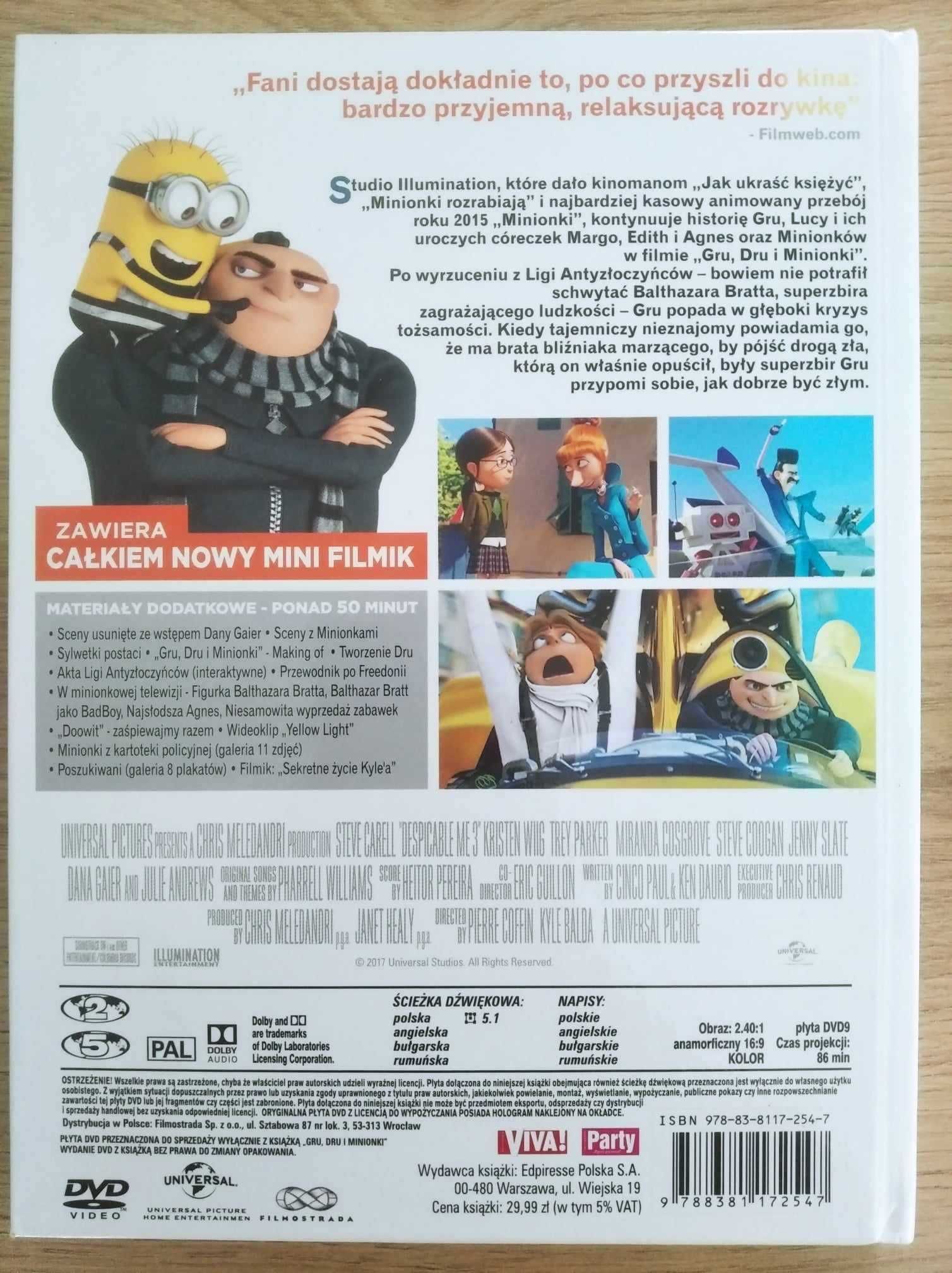 Gru, Dru i Minionki książka z filmem DVD
