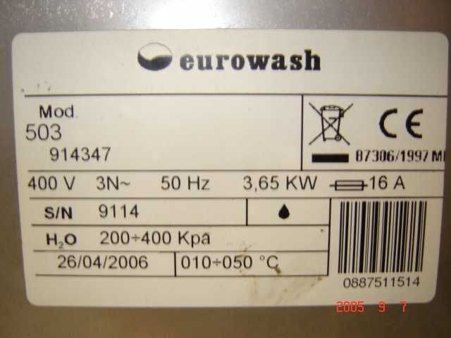 Zmywarka EUROWASH 503, 230 V