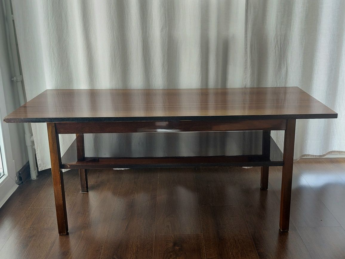 Stolik kawowy z półką PRL ława mid century vintage szafka RTV retro