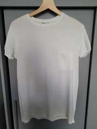 Biały T-shirt Bershka z kieszonką