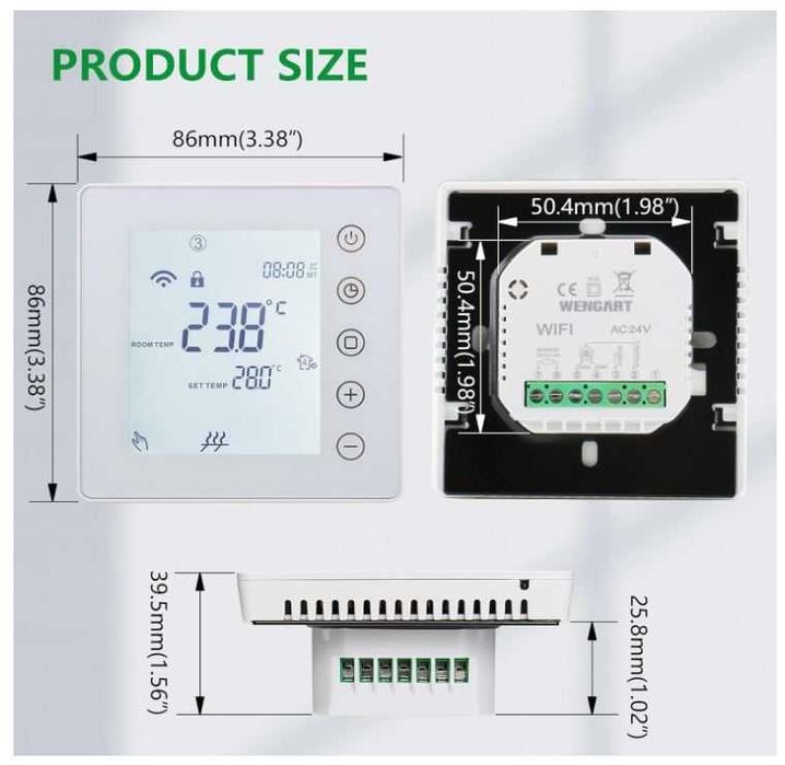 Inteligentny termostat WIfi Wengart 24V do wodnego ogrzewania