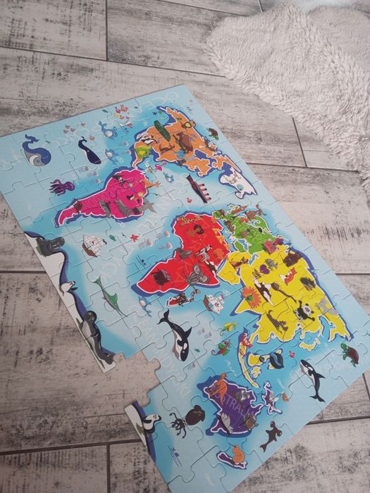 Puzzle Mapa Świata Puzzle Małego Bystrzak Bajka układanka 5+ dziecko g