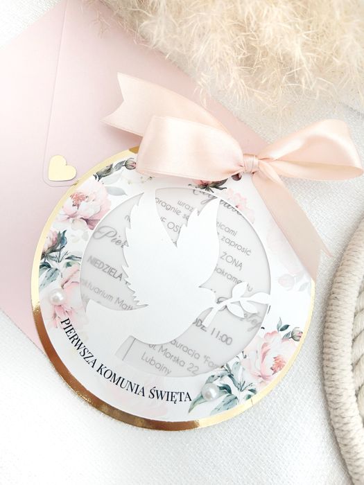 Zaproszenia komunijne na komunię 2026 okrągłe