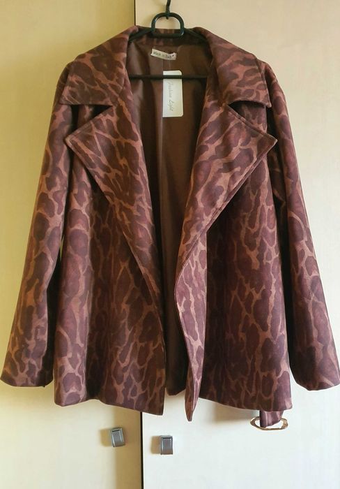 Płaszcz Marynarka brązowa zamszowa czekoladowa oversize NOWY sztos