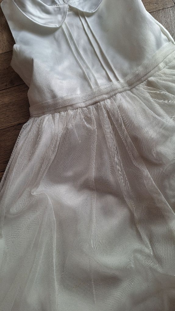 Elegancka Sukienka ecru 128 dla dziewczynki