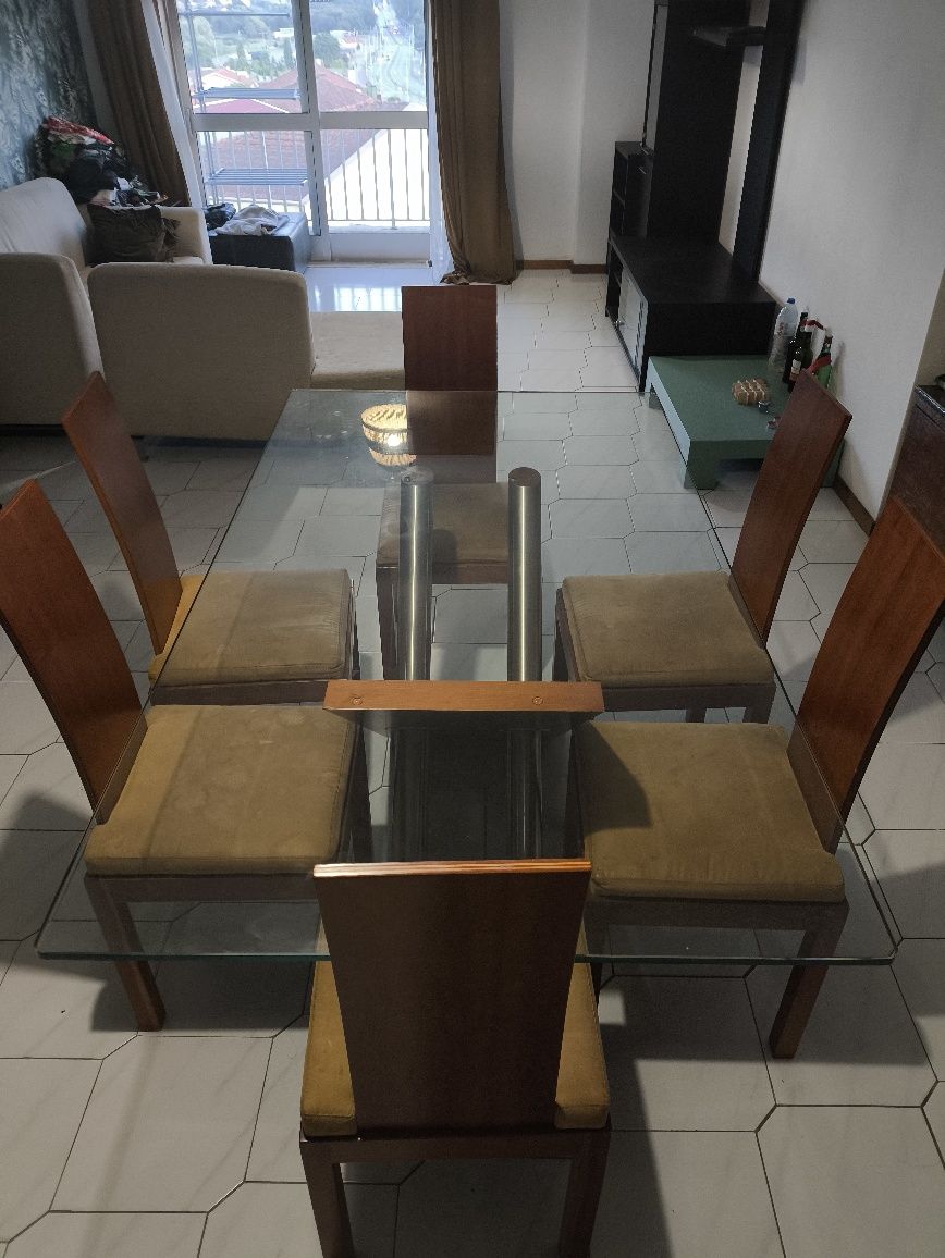 Mesa sala + 6 cadeiras + mesa centro