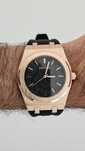 Relógio Quartz Preto Rosa Dourado