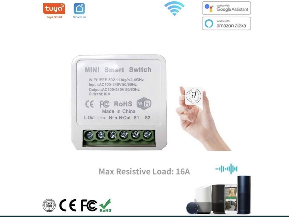 Módulo Smart Switch Wi-Fi | Compatível com Alexa & Google Assistant