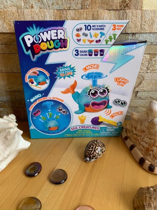 Игровой набор пластилин Кит с эффектами свет звук Power Dough Sea Crea
