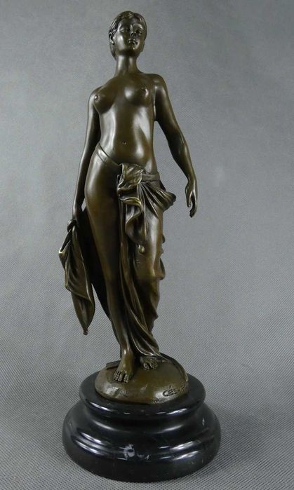 AKT Kobieta grecka BRĄZ marmur figura RZEŹBA sygnowana