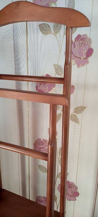 Підлогова подвійна вішалка стійка для одягу НВЕО дерев'яна Еко горіх