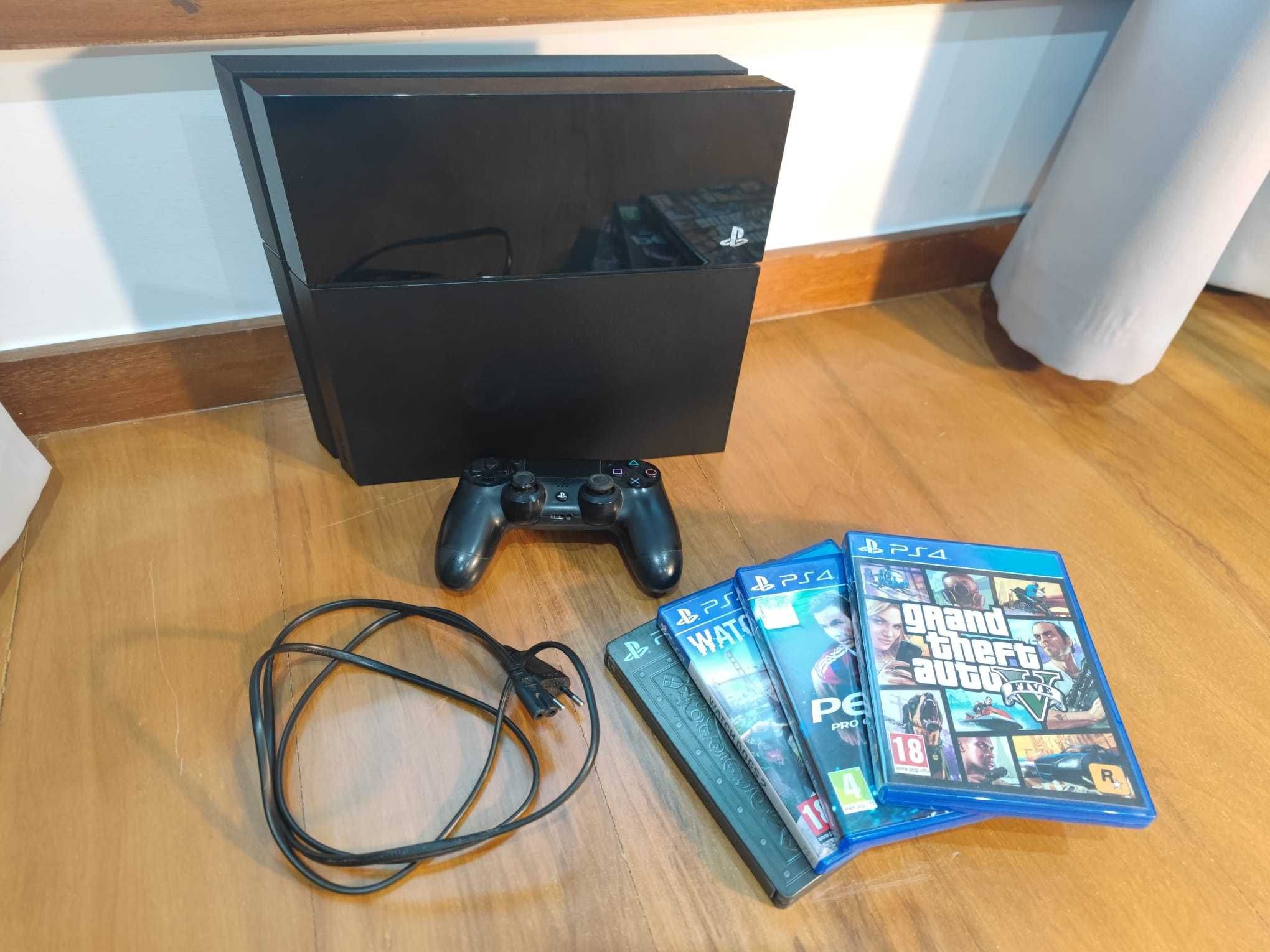 Playstation4 PS4 + Comando * 4 Jogos + Caixa e cabo