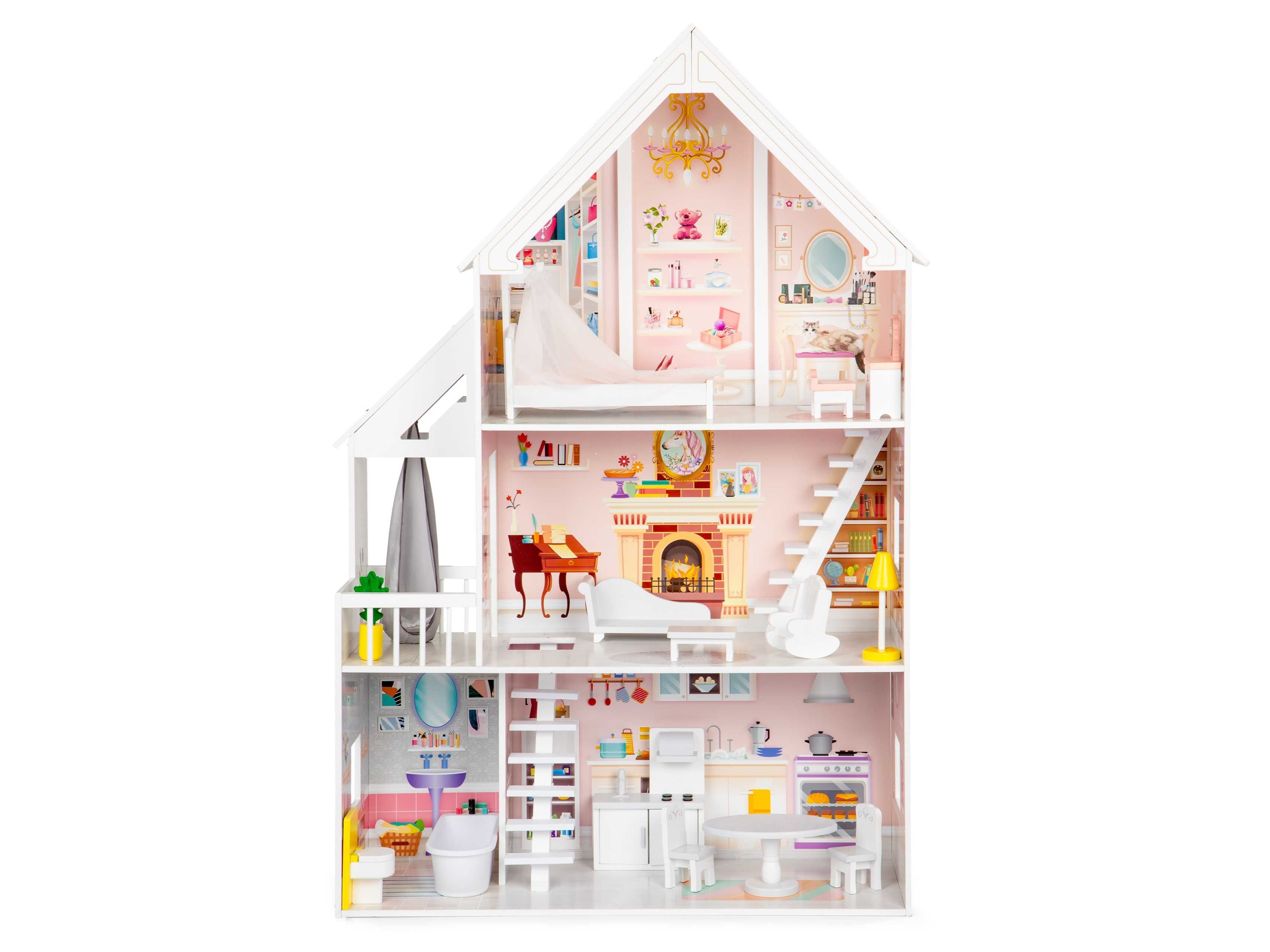 Drewniany domek dla lalek xxl Rezydencja pudrowa ECOTOYS # 4127