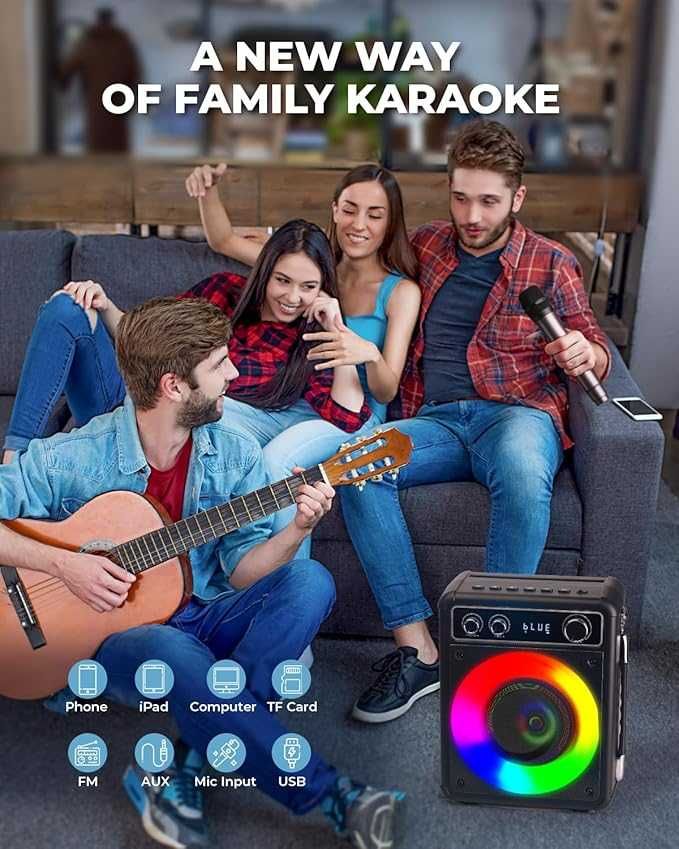 Głośnik Bluetooth Maszyna do karaoke VOSOCO T-03 z dwoma mikrofonami