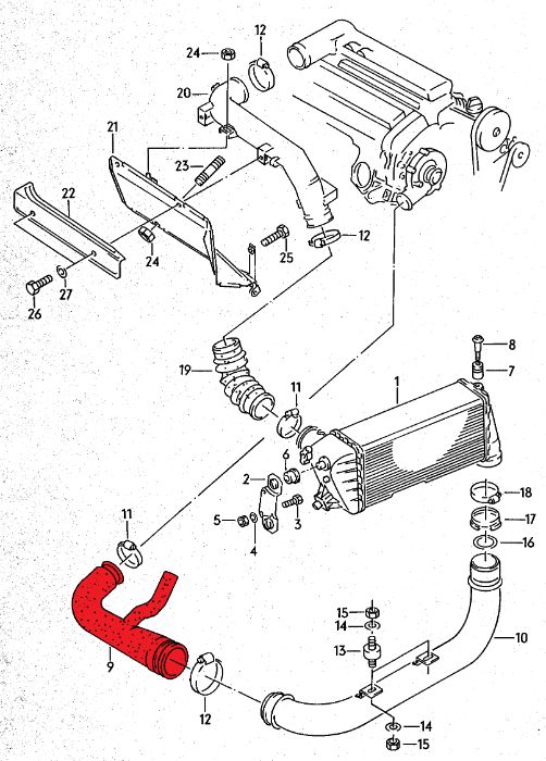 Przewód dolotowy Audi 200c3 2.2 20vt 3B