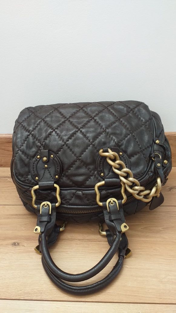 INNUE MAŁA oryginalna skóra naturalna torebka kuferek crossbody brąz