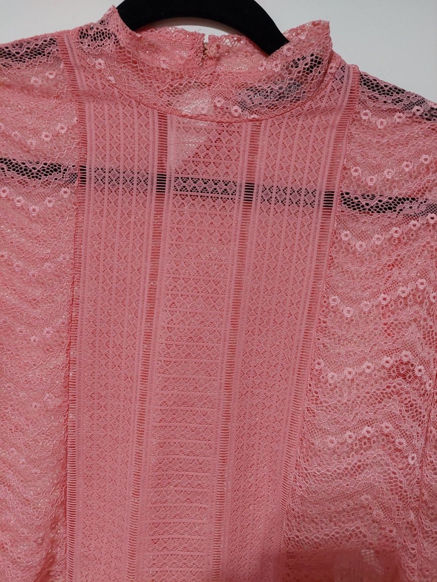 Blusa top renda novo rosa S