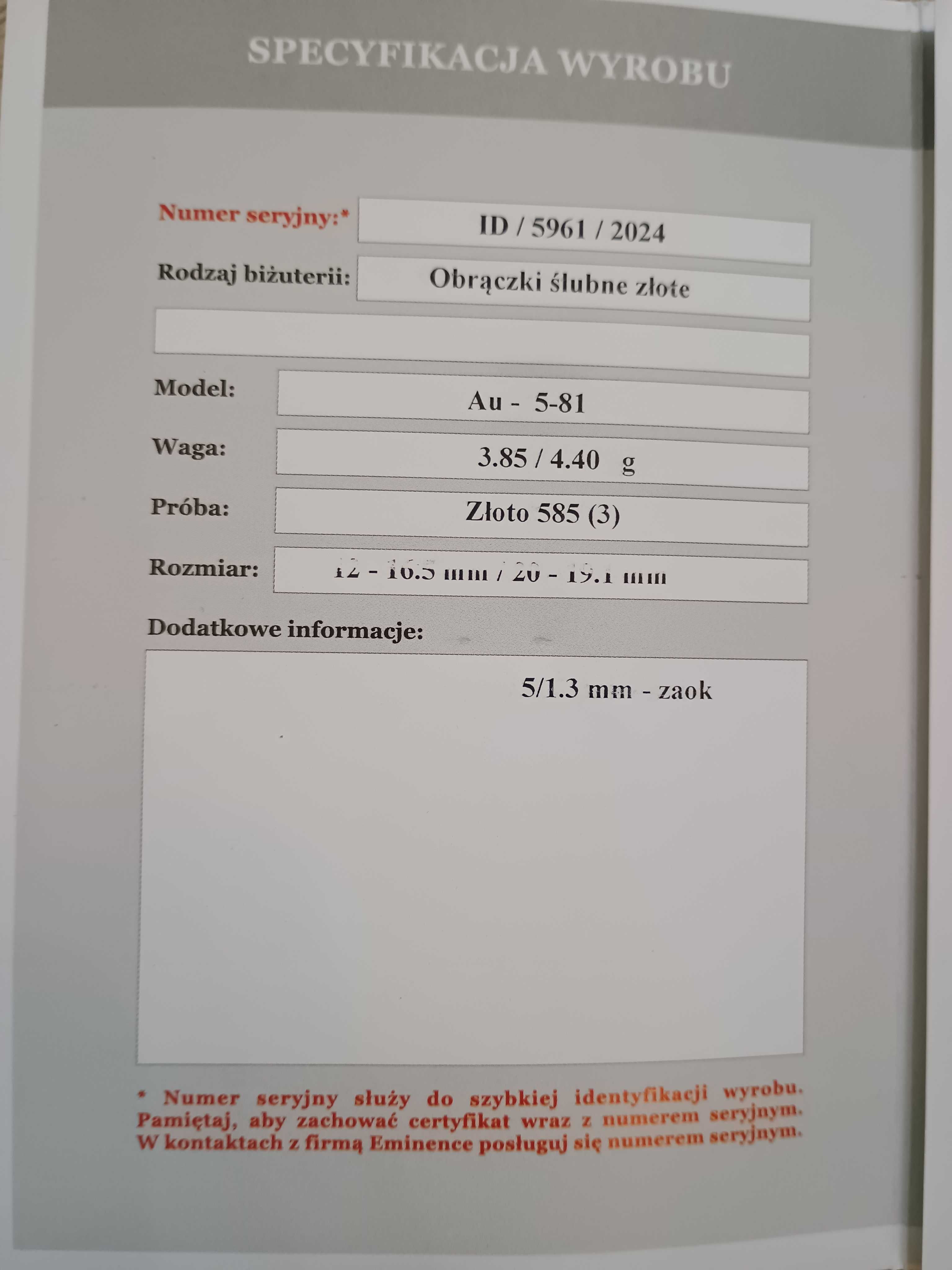 Obrączki Ślubne Złote  Próba 585 Brylant Używane