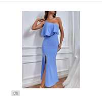 Niebieska sukienka na jedno ramię L