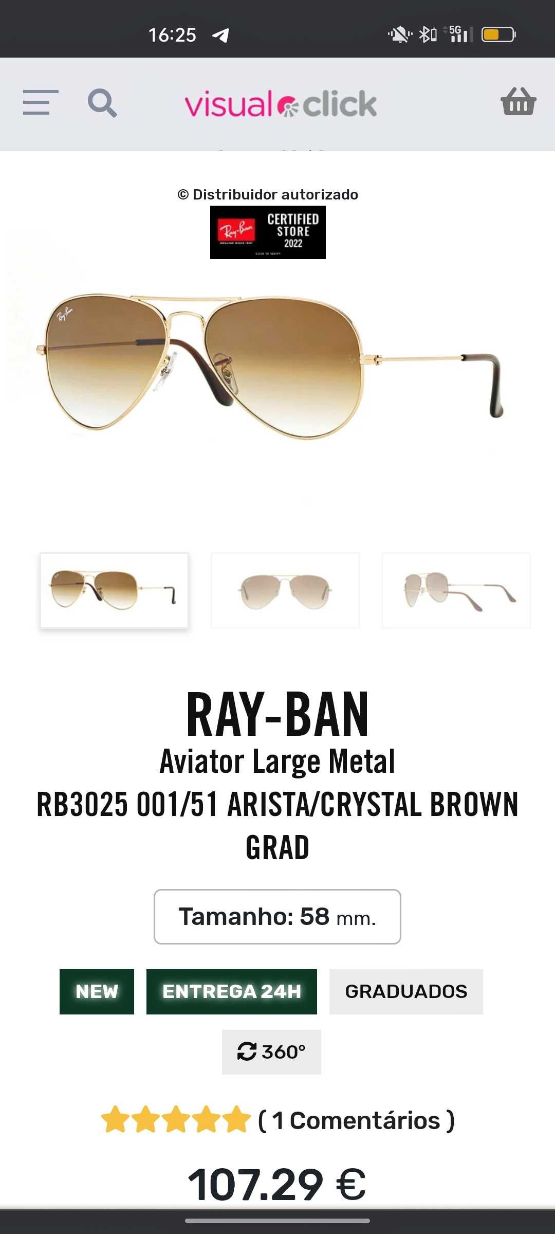 Óculos Ray Ban Vintage