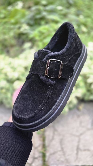 Замшеві зимові лофери