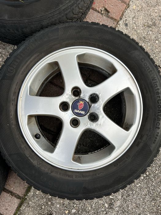 4x felga aluminiowa 15” 5x110 ET 41 SAAB z oponami zimowymi