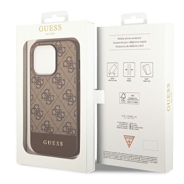 Etui Guess do iPhone 14 Pro Max Hardcase 4G Stripe Collection Brown