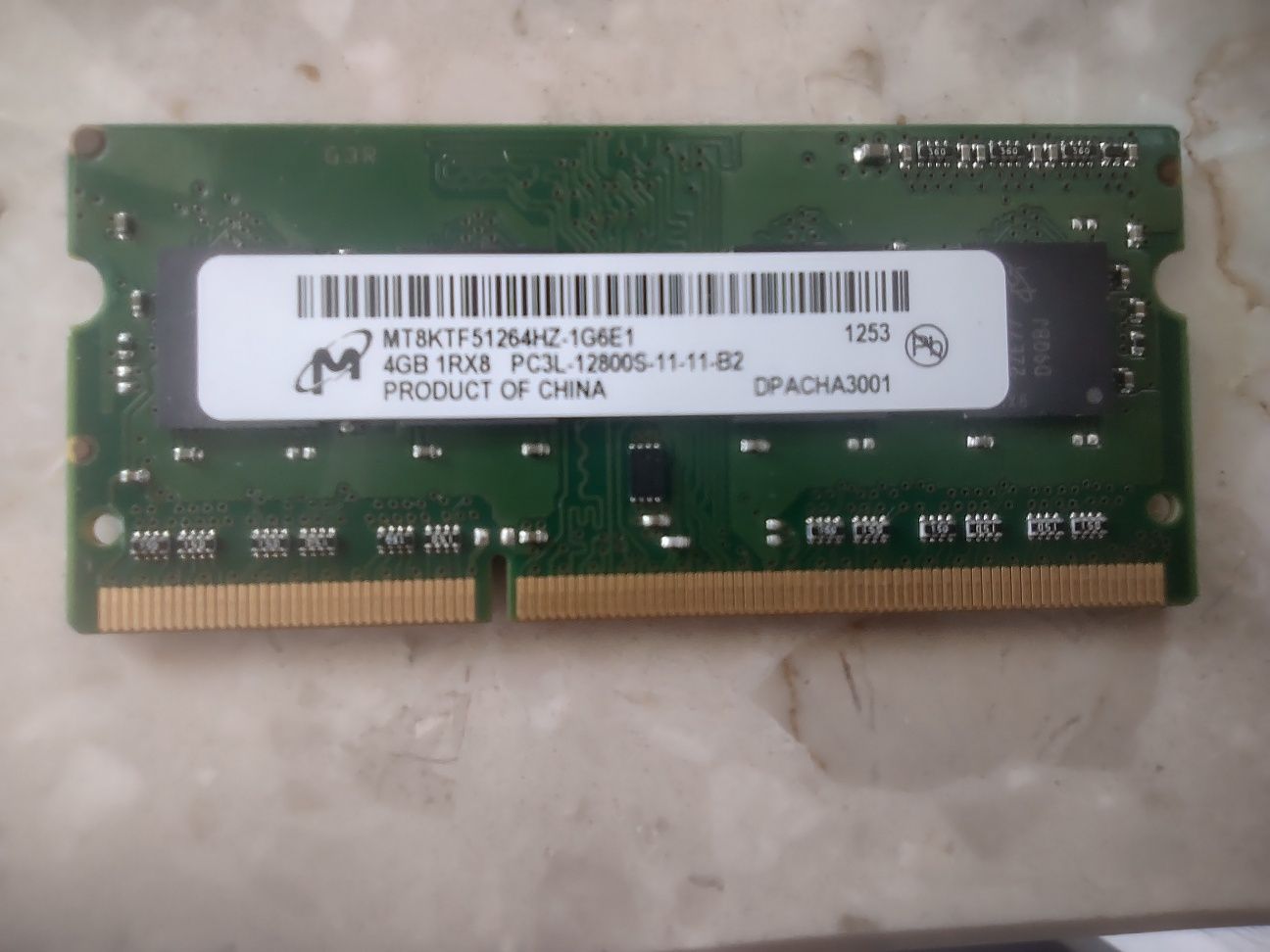 1x Pamięć RAM do laptopa Micron 4GB DDR3L PC3L 1,35V 1600MHZ SODIMM