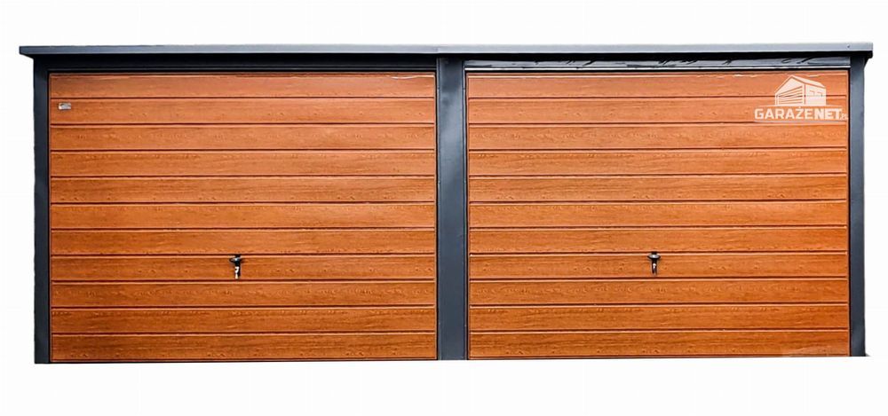 GARAŻ BLASZANY 6m x 6m 2x Brama Uchylna Złoty Dąb Antracyt 6x6 GB205