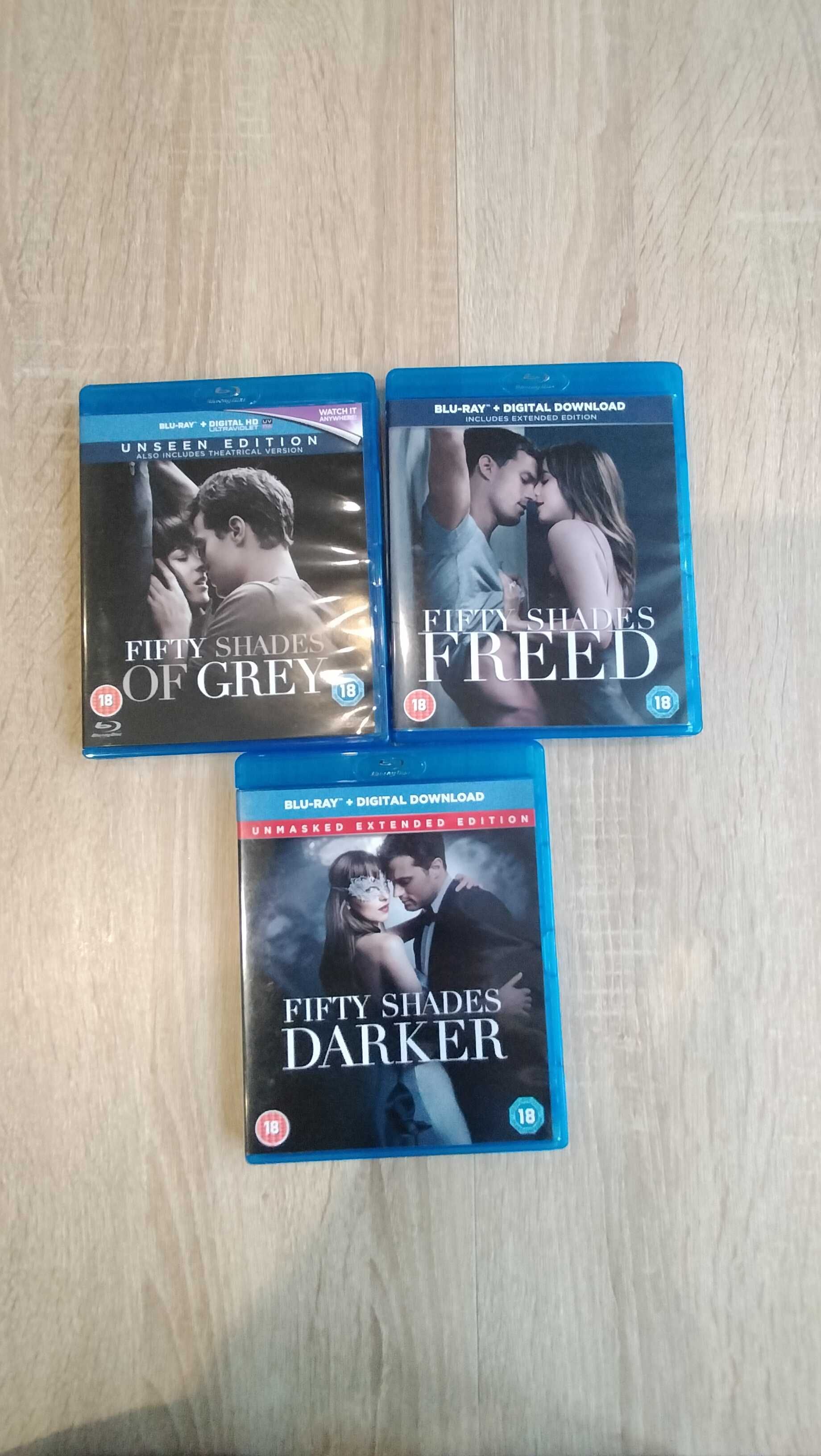 Kolekcja 3 ech Płyt Blu-Ray Fifty Shades of Grey,Darker and Freed.