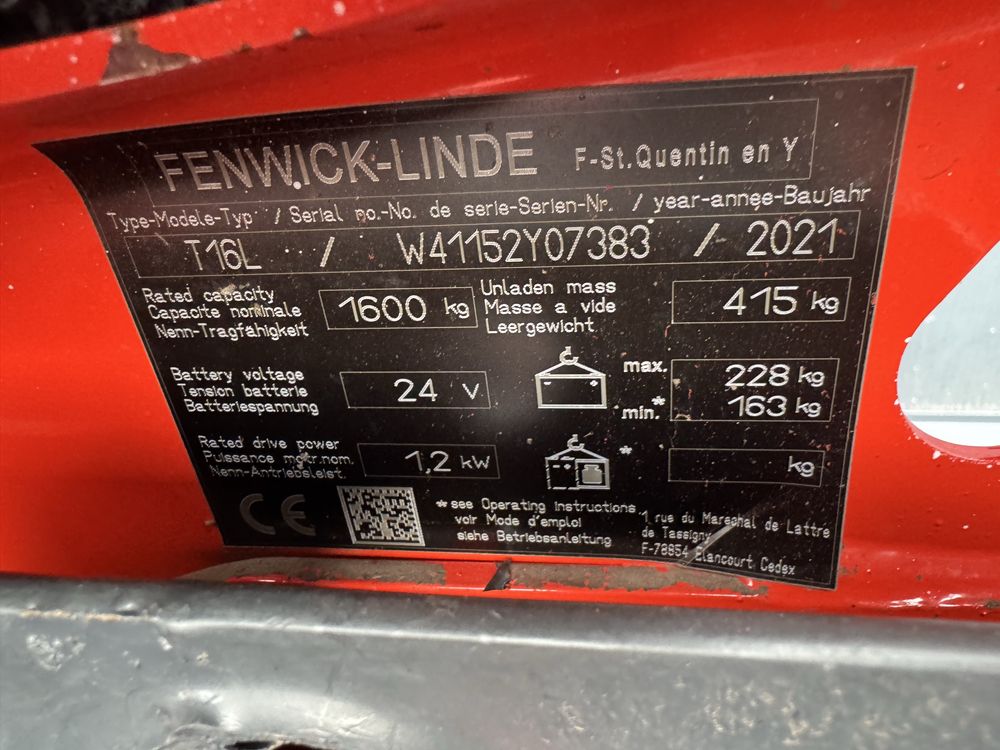 Paleciak elektryczny  Linde T 16 L 2021 r 70 cm 800 kg wózek Linde