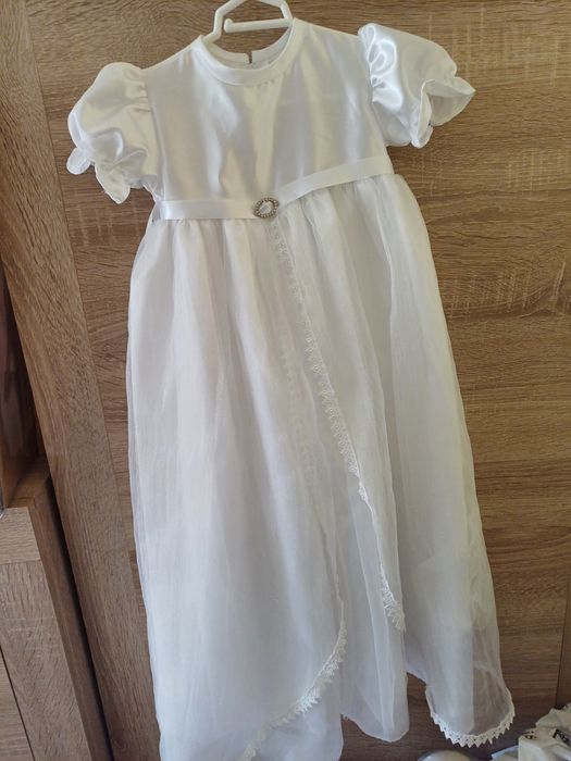 Przepiękna biała długa sukienka chrzest