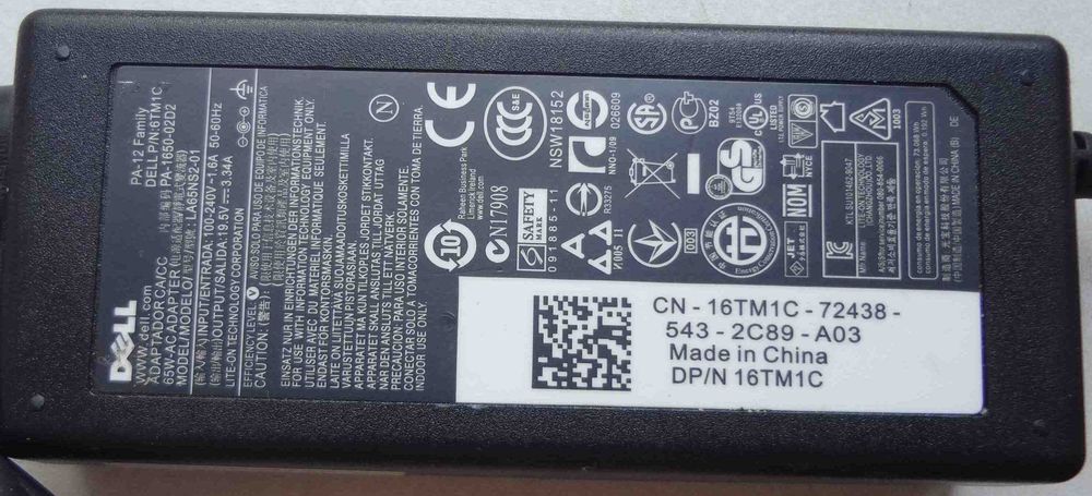 Блок питания для ноутбука DELL 19.5V 3.34A LA65NS2-01 зарядка, шнур