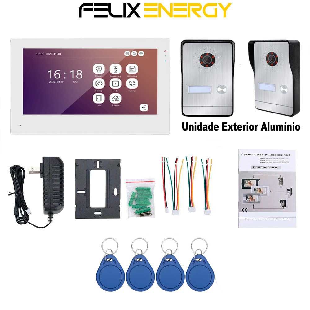 Kit Video Porteiro 7 Polegadas de 2 Fios C/Wifi e Sistema Tags