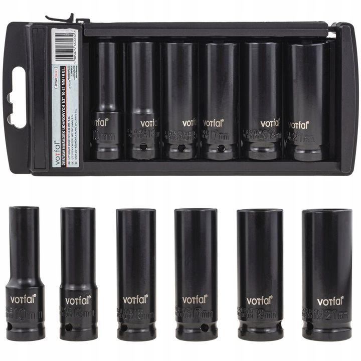 Zestaw Nasadek Udarowych Nasadki Udarowe 1/2" 10-21 Mm Długie Mocne Ze
