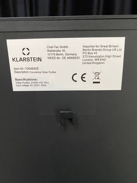 Фільтр для води з Німеччини Klarstein VitalPour 10046405