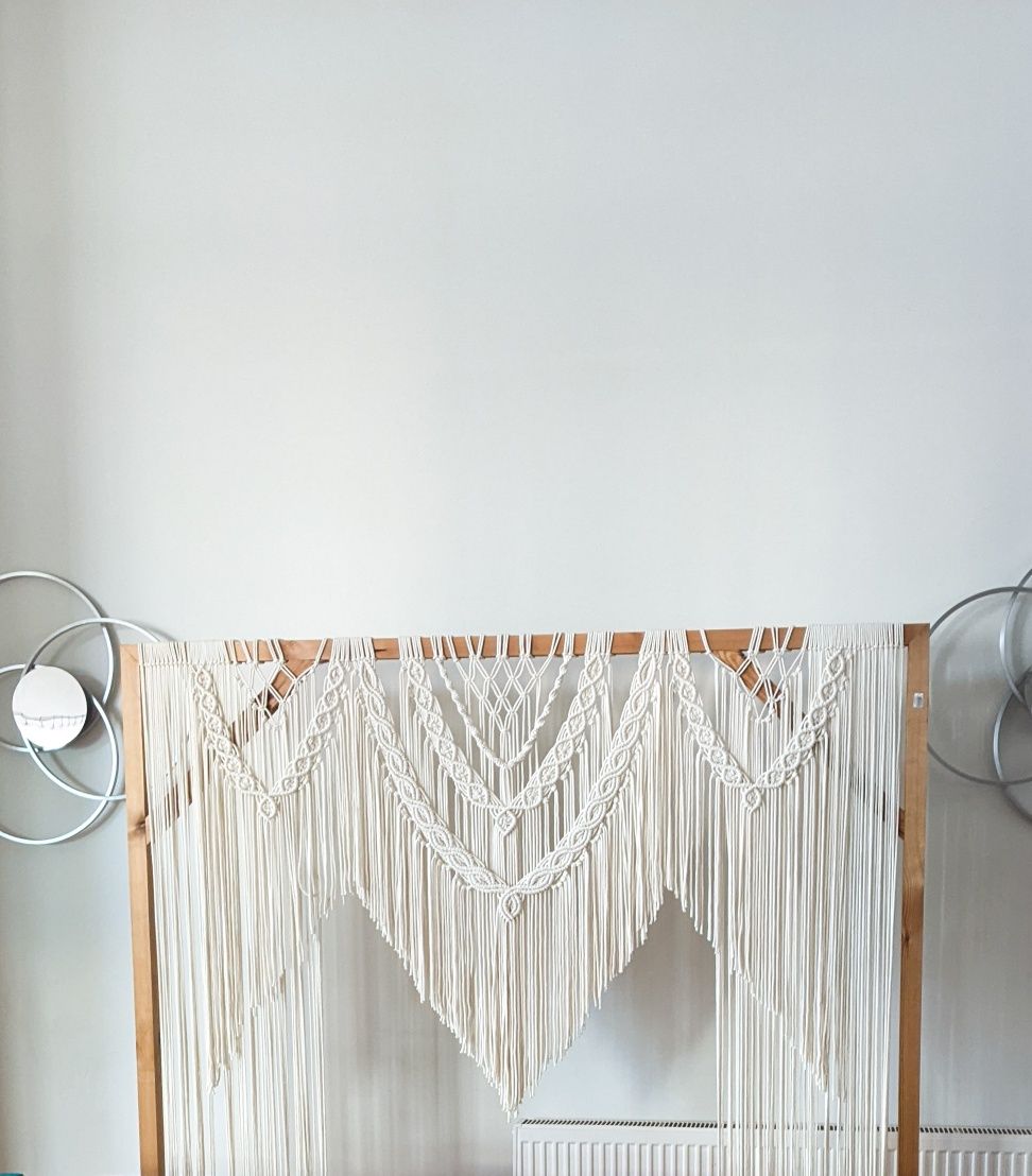 Makrama ze stelażem ścianka za parę młodą ścianka weselna boho