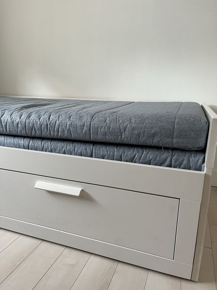 Sprzedam łóżko Ikea BRIMNES - białe - 2 materace jak nowe