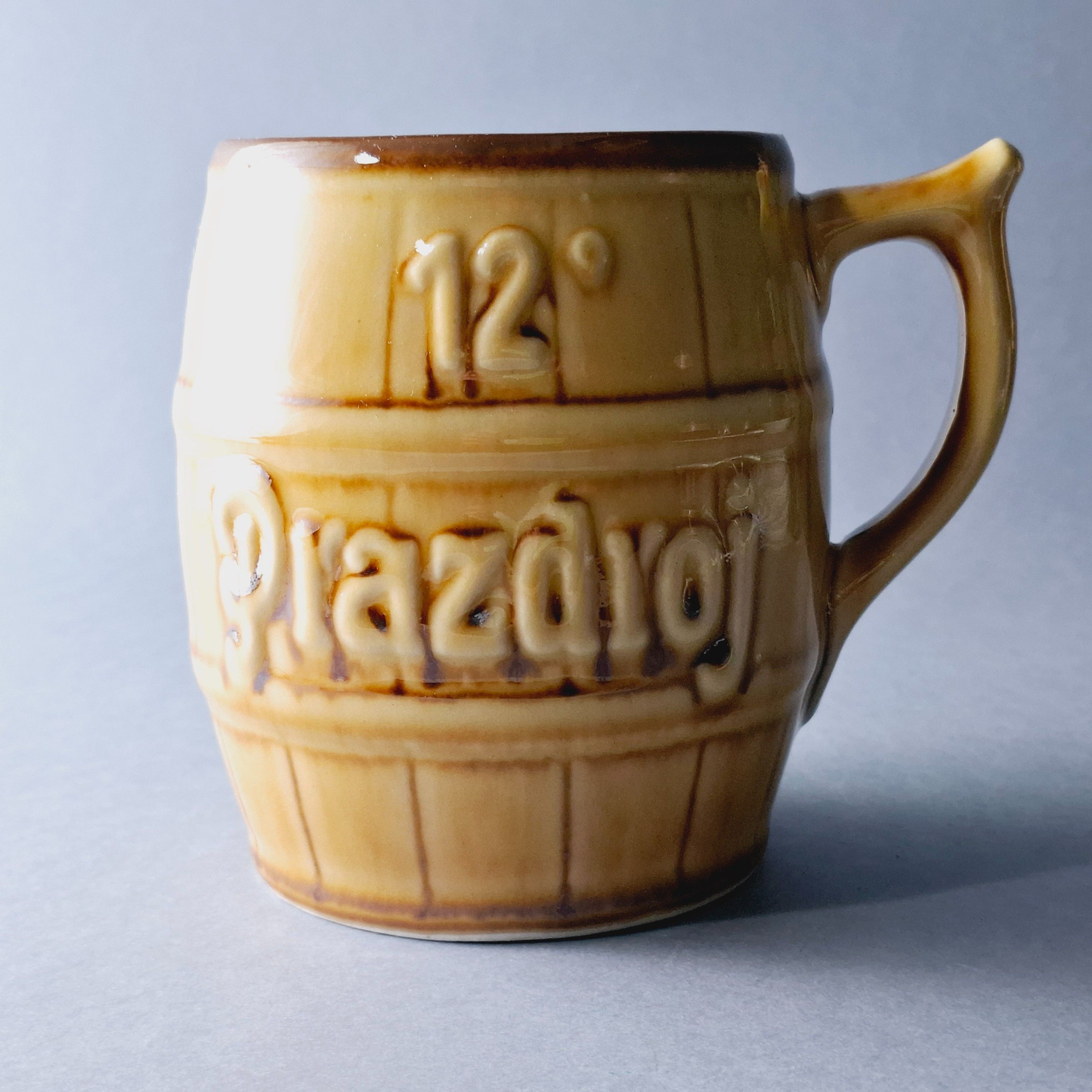 stary ceramiczny kufel do piwa prazdrój 12