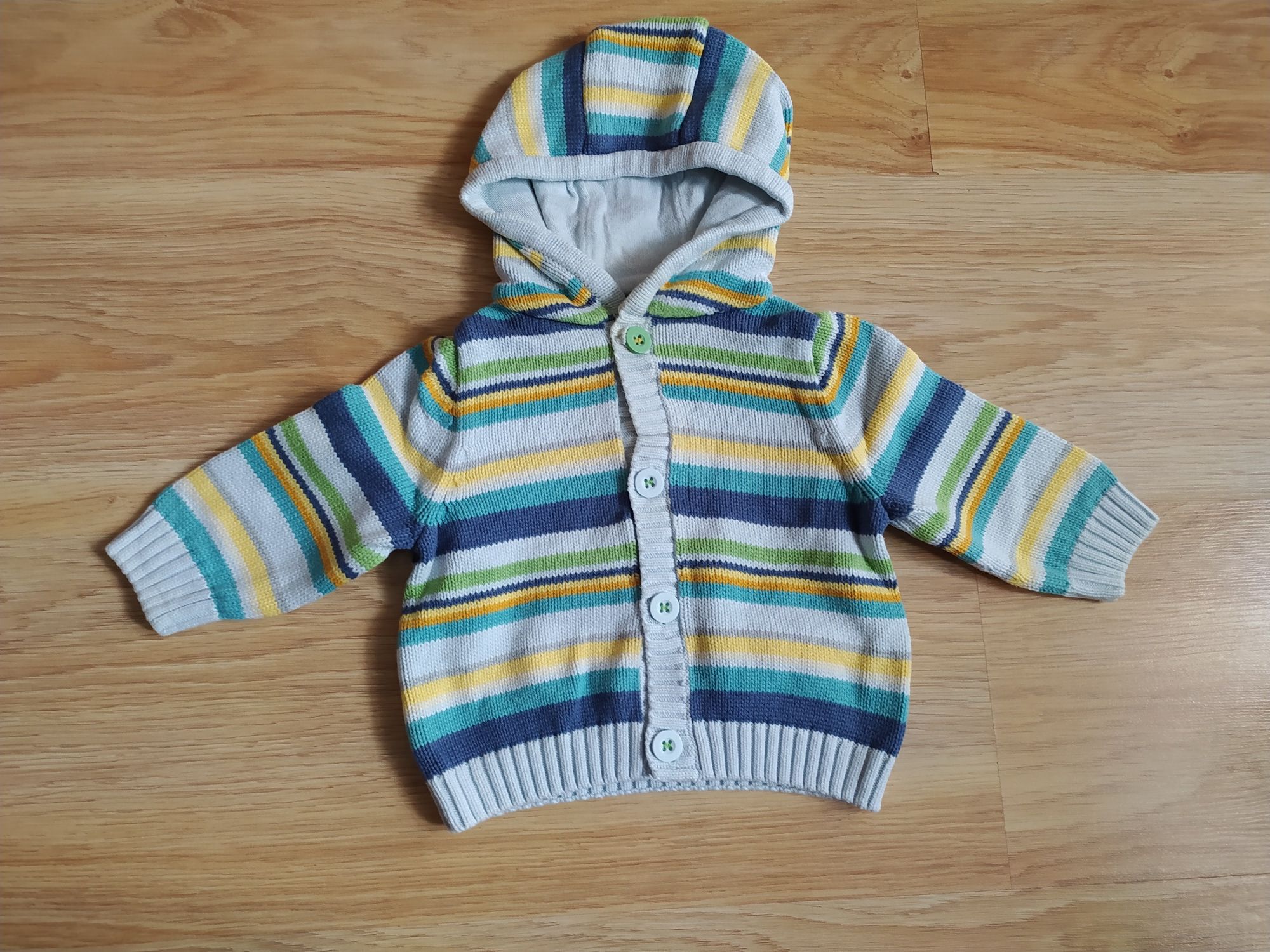 Sweterek chlopiecy 3-6 niemowlęcy 68 z kapturem bluza