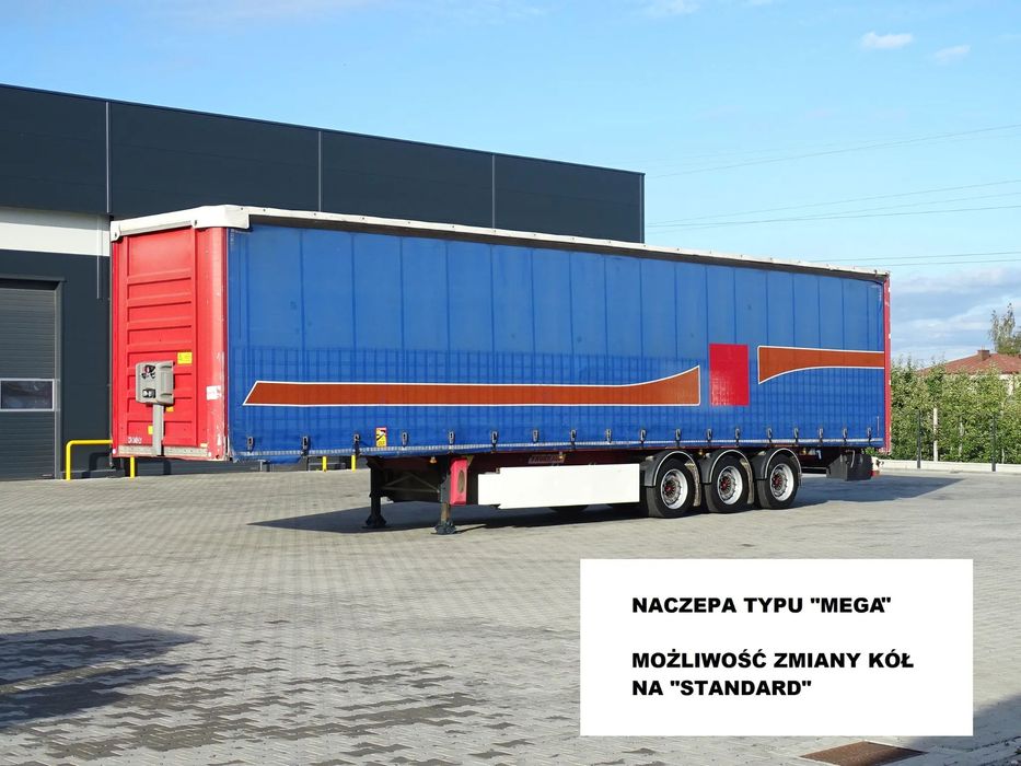 Fruehauf Firanka Zsuwany Dach  Naczepa FRUEHAUF Sprowadzona Osie SAF Mega, możliwość zmiany kół