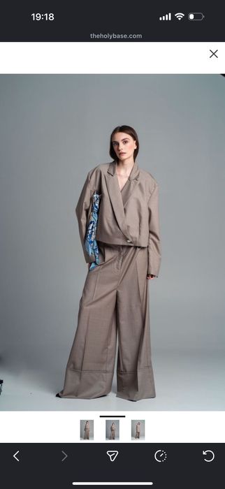 Широкі штани із вовни бежеві зимові