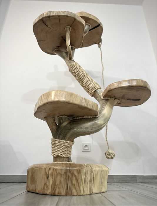 Naturalny Drapak Dla Kota Z Drewna Lina Sizalowa Hamak Kocie Drzewko