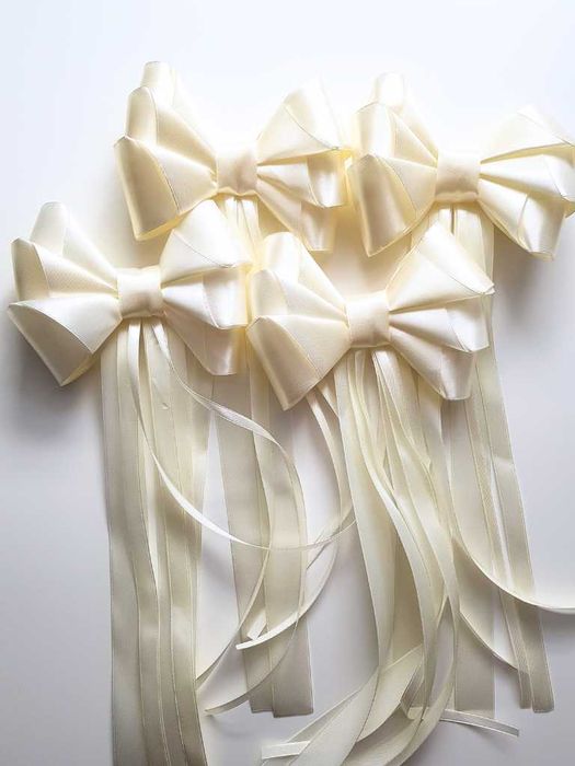 Kokardy do dekoracji samochodu Ecru - 4 szt