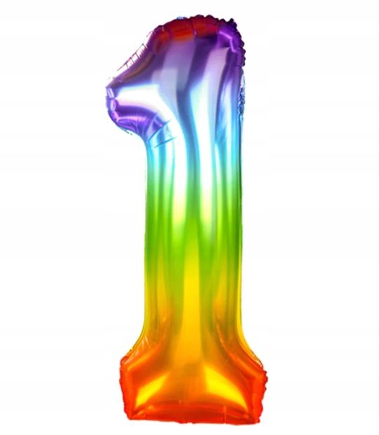cyferka balon tęczowy ombre żelki cyfra 2 dwa elega na urodziny drugie