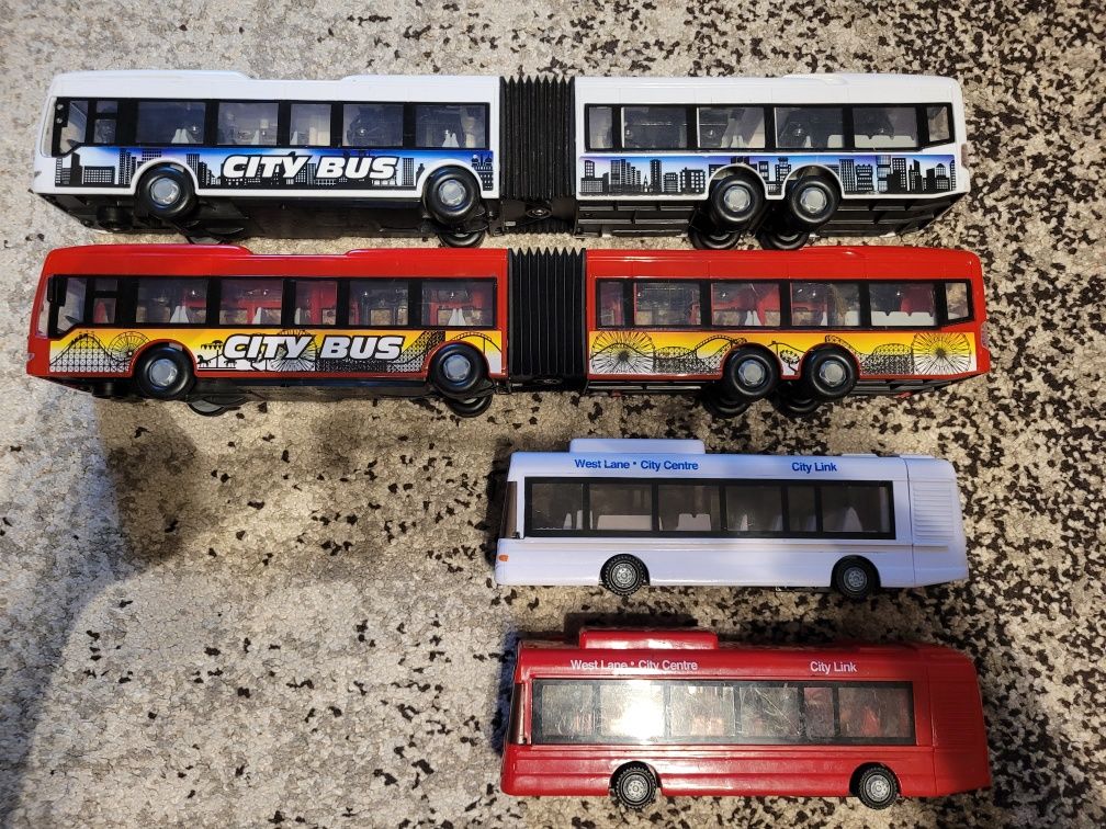 Zestaw x4 autobus Dickie city bus przegubowy