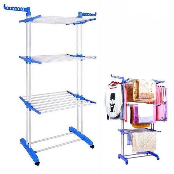 Сушилка для белья напольная Tiers Garment Rack With Wheels Синяя
