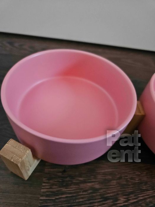 Miski ceramiczne dla psa kota zestaw 2 sztuki x 400 ml różowe