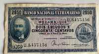 Nota 2,50 Escudos Banco Nacional Ultramarino