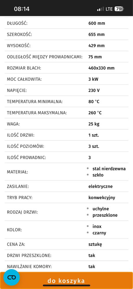 Piec konwekcyjny parowy